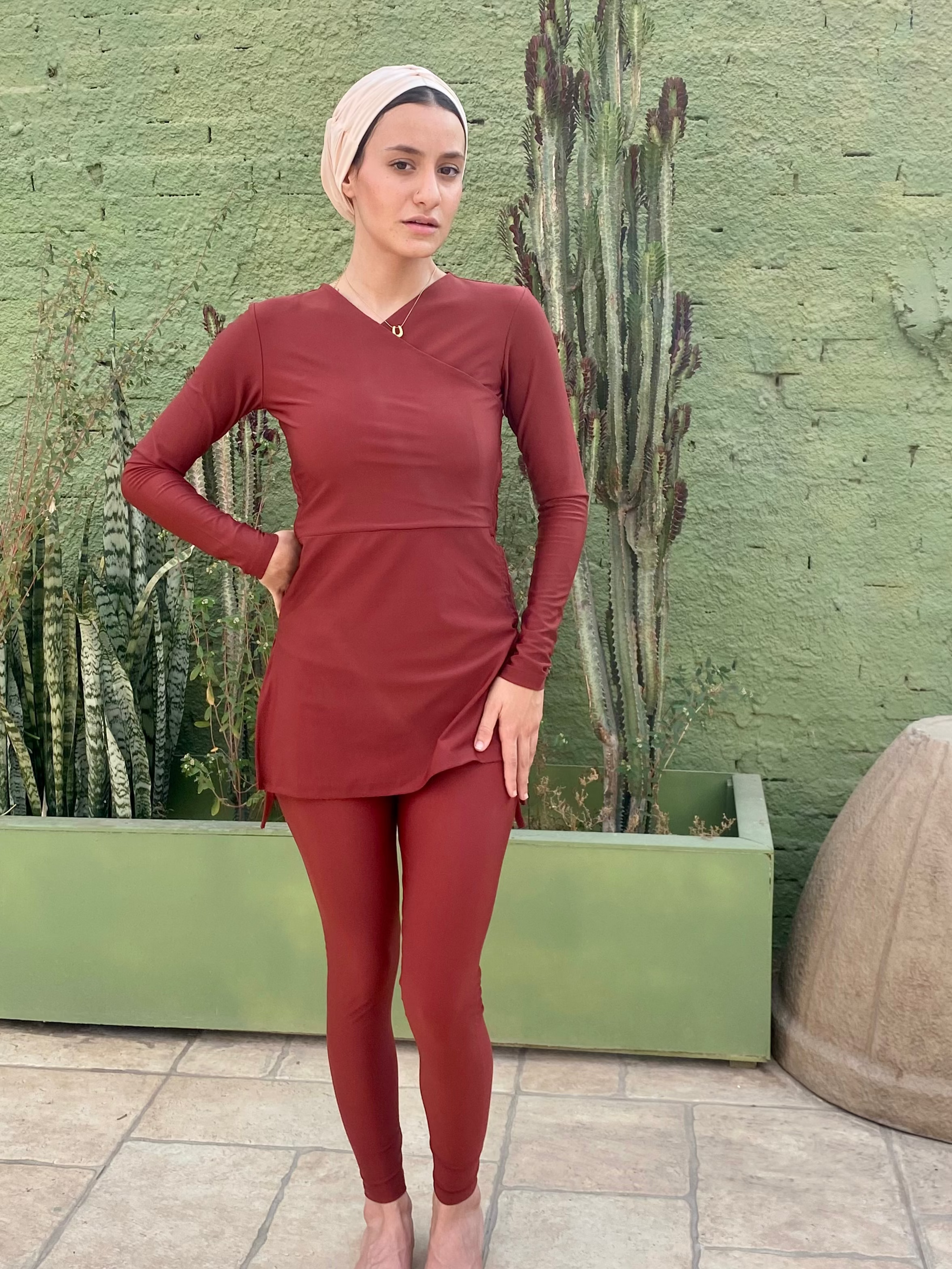 Croise Swim Top - Maroon