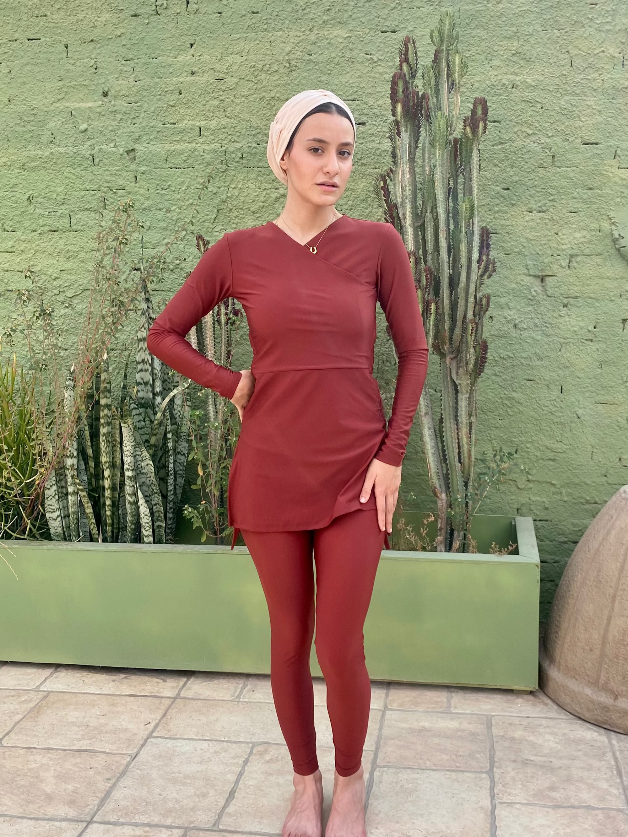 Swim Leggings - Maroon