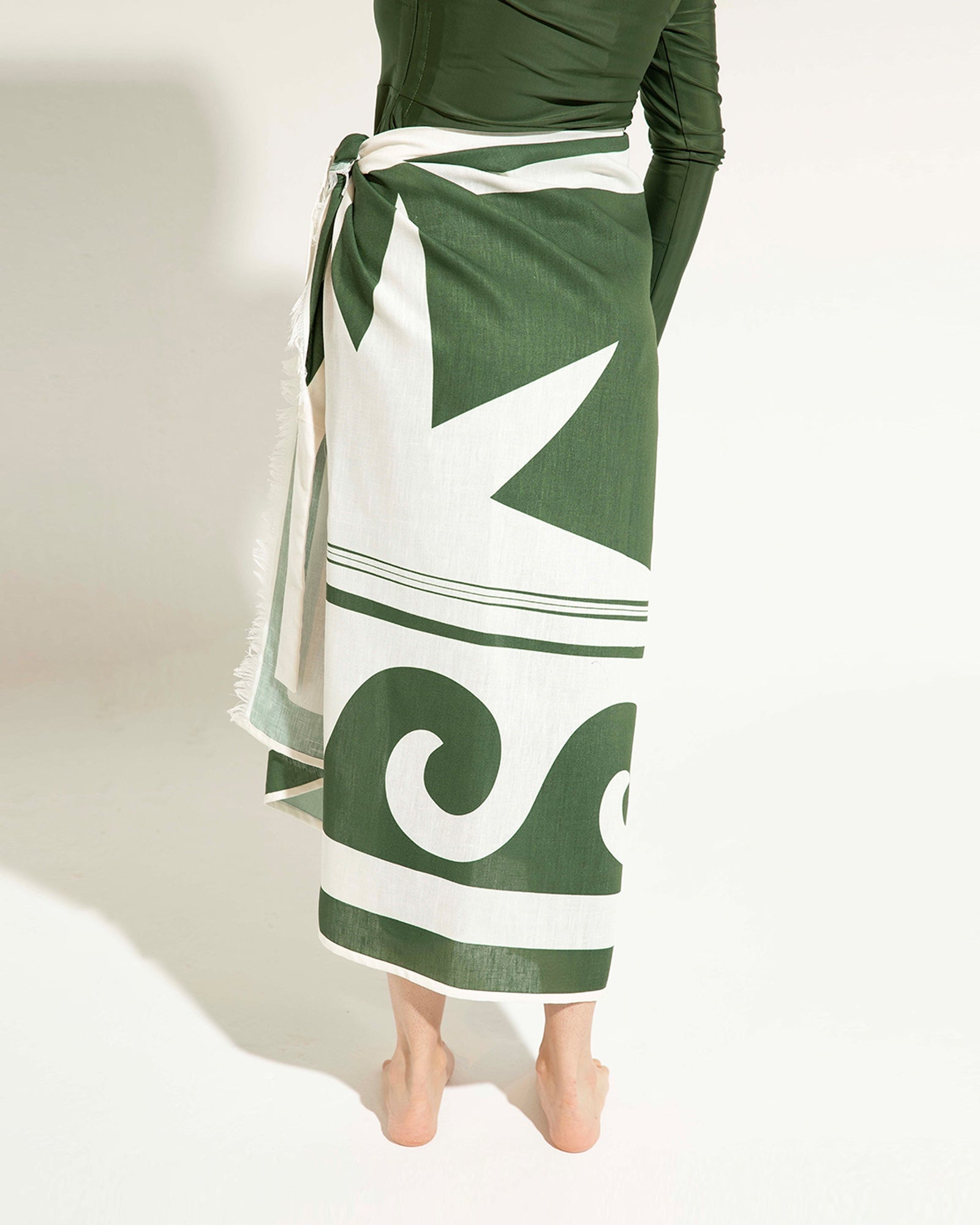 Linen Pareo - Olive Green