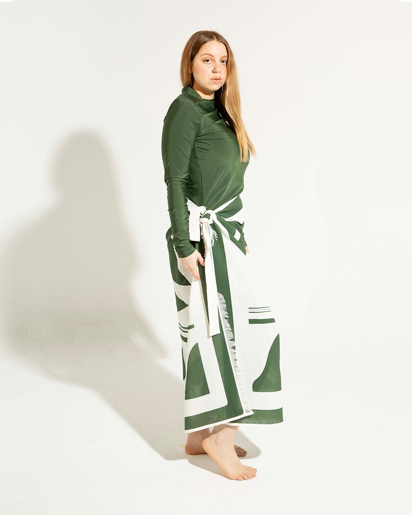Linen Pareo - Olive Green