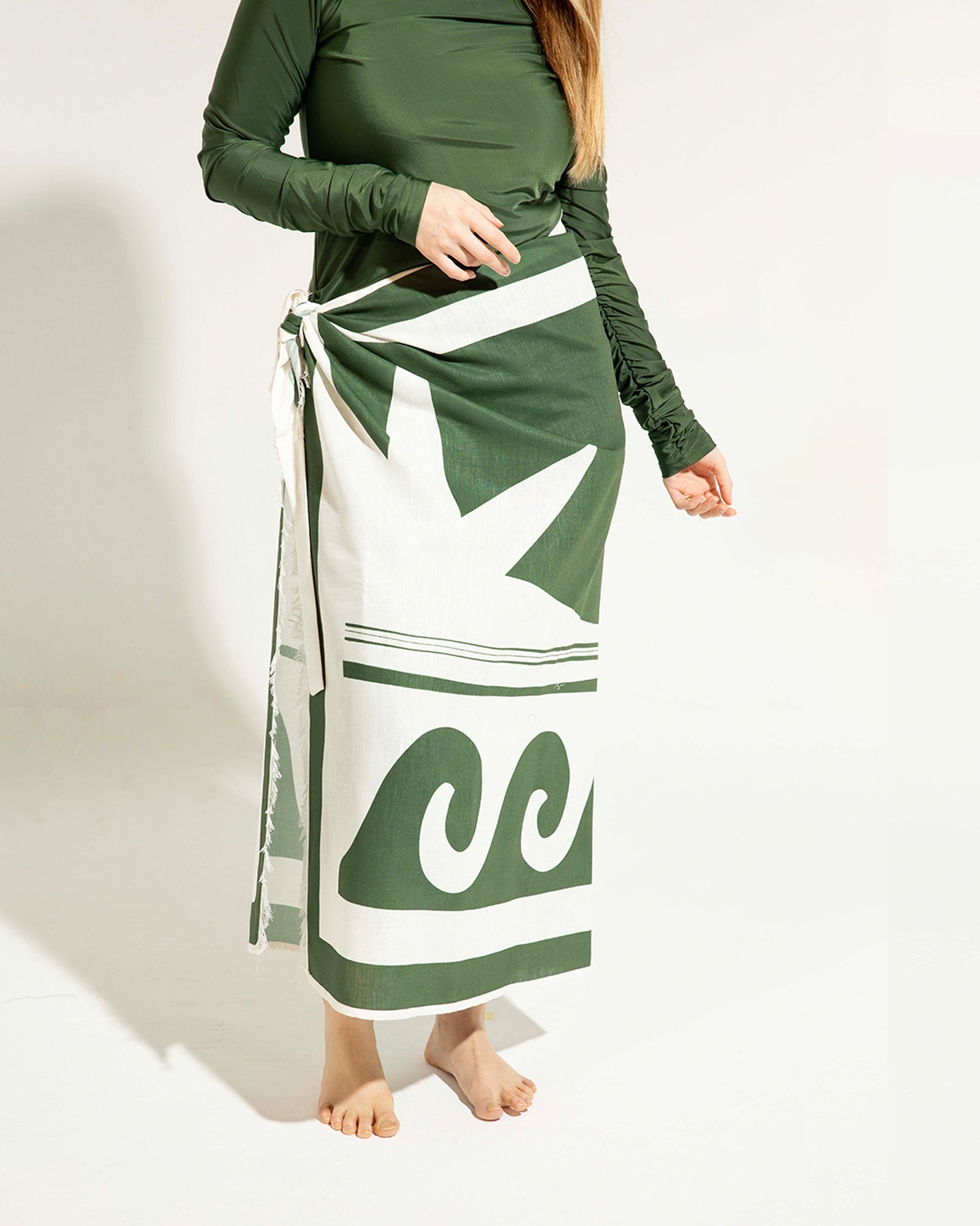 Linen Pareo - Olive Green
