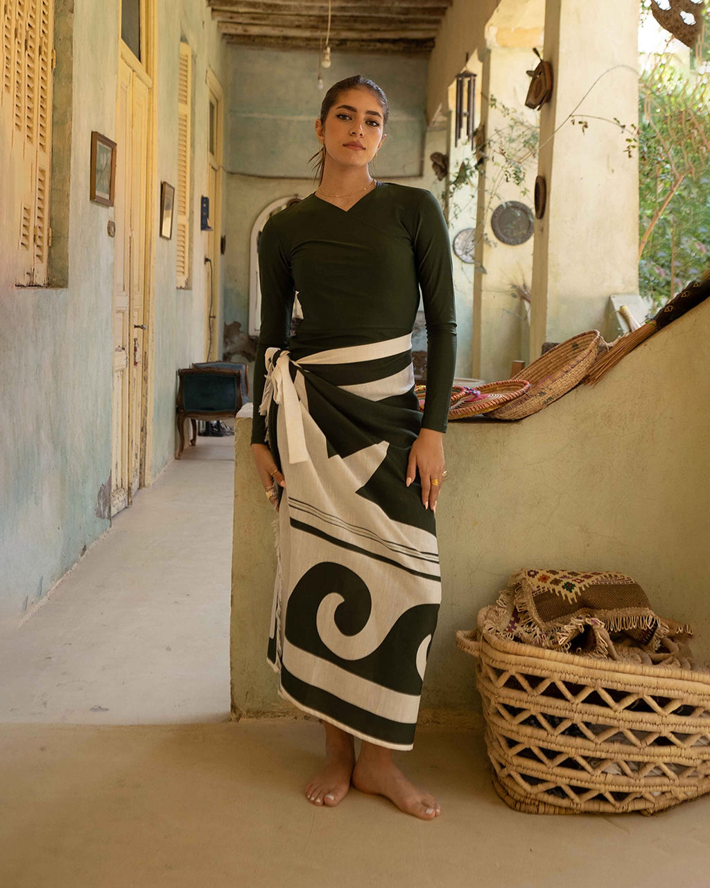 Linen Pareo - Olive Green