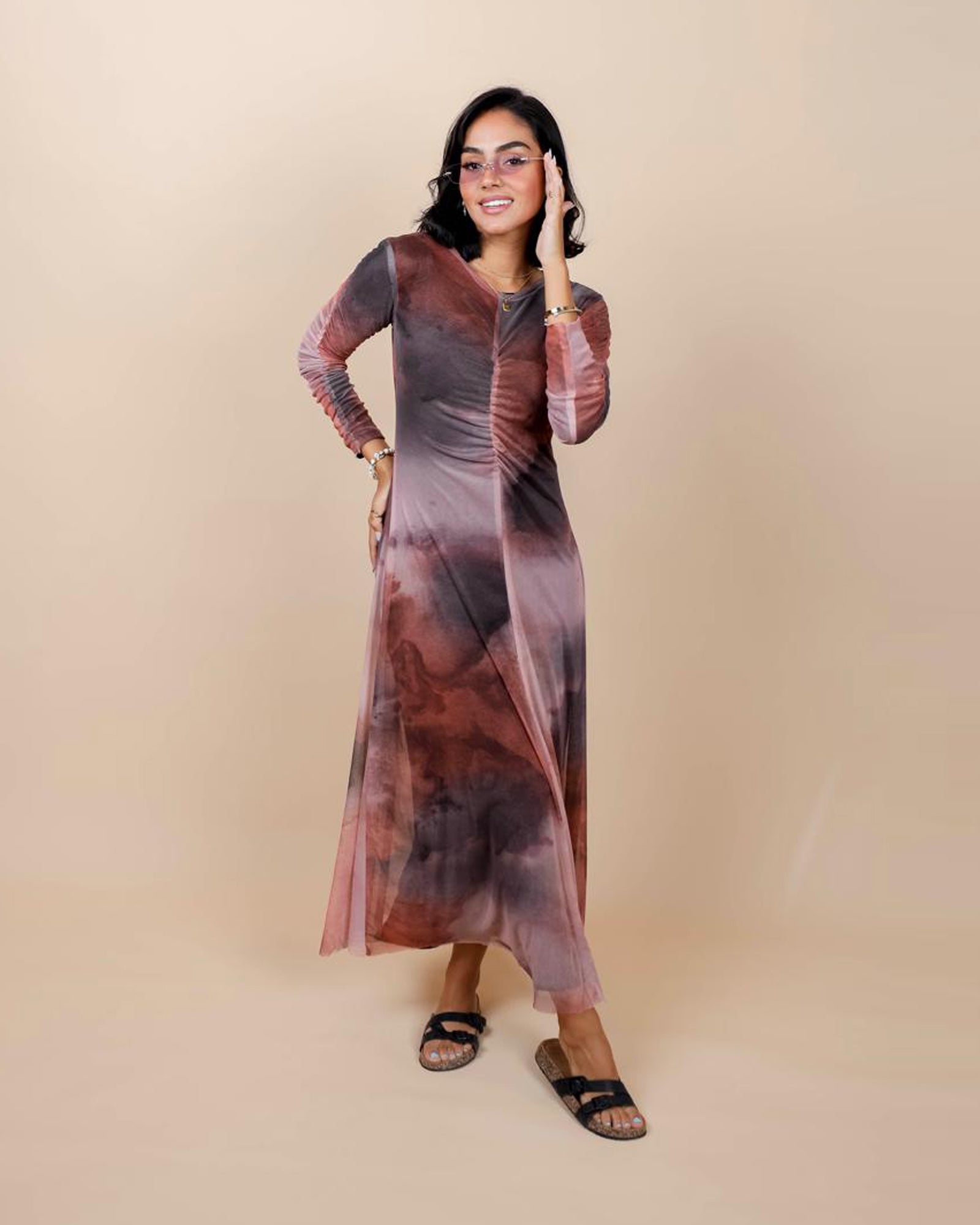 Marble Mesh Coverup - Coral