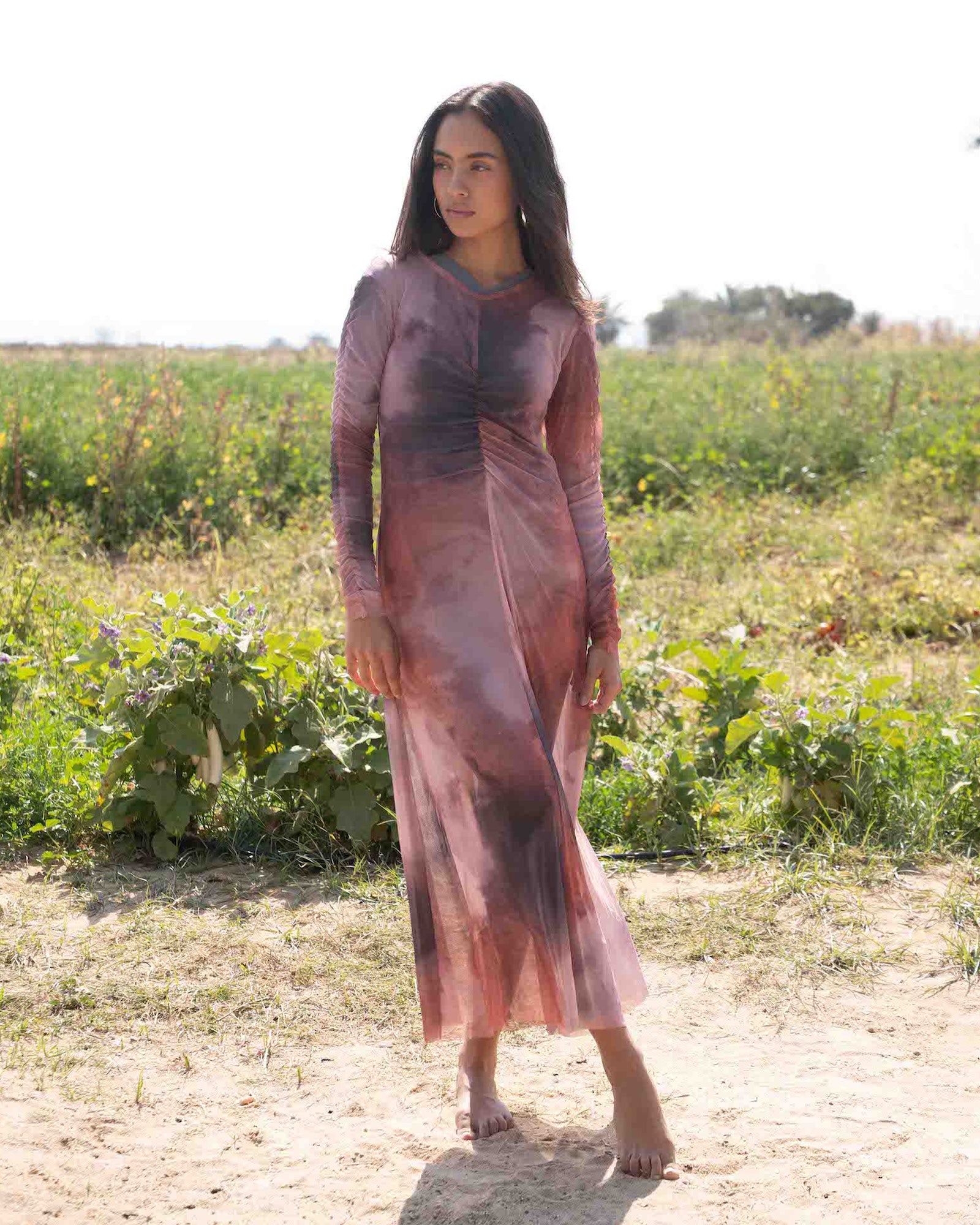 Marble Mesh Coverup - Coral