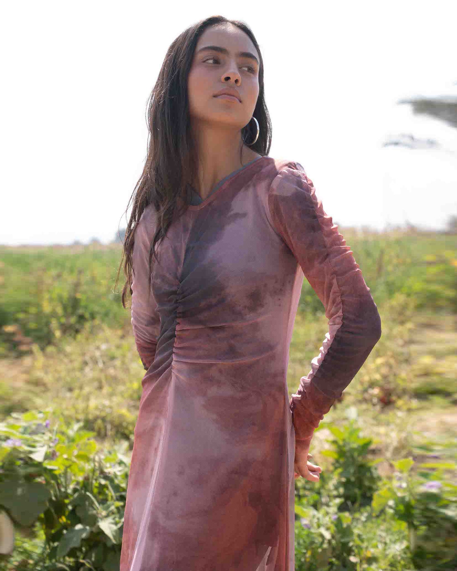 Marble Mesh Coverup - Coral