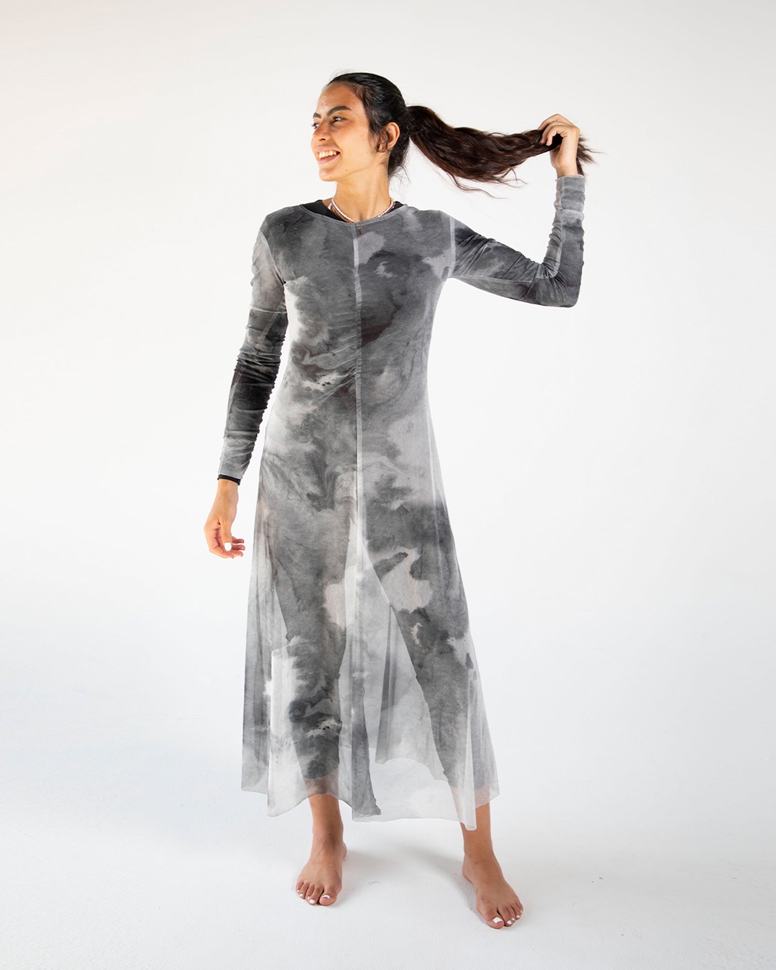 Marble Mesh Coverup - Grey
