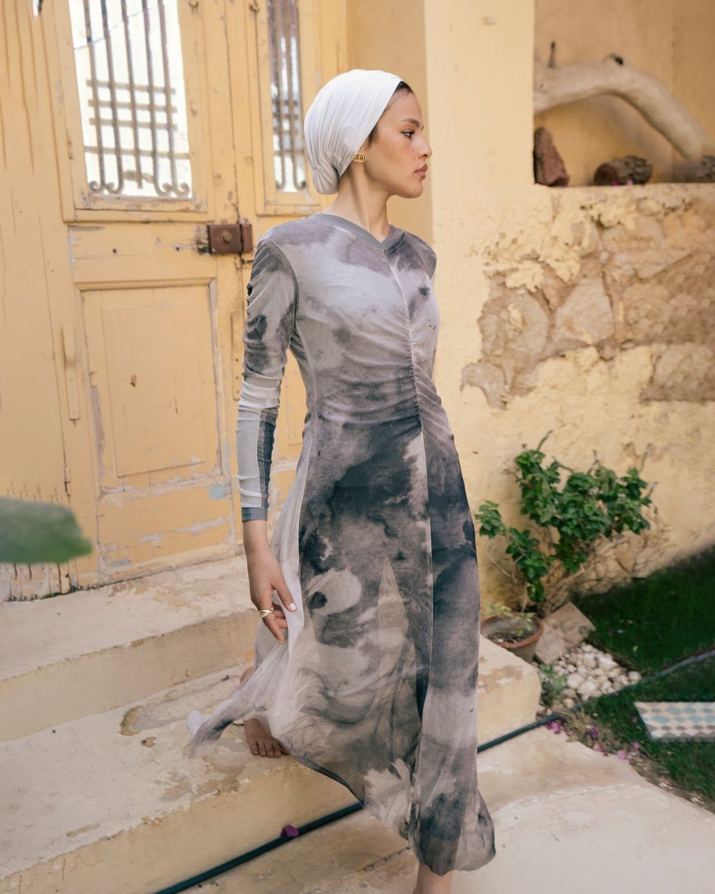 Marble Mesh Coverup - Grey
