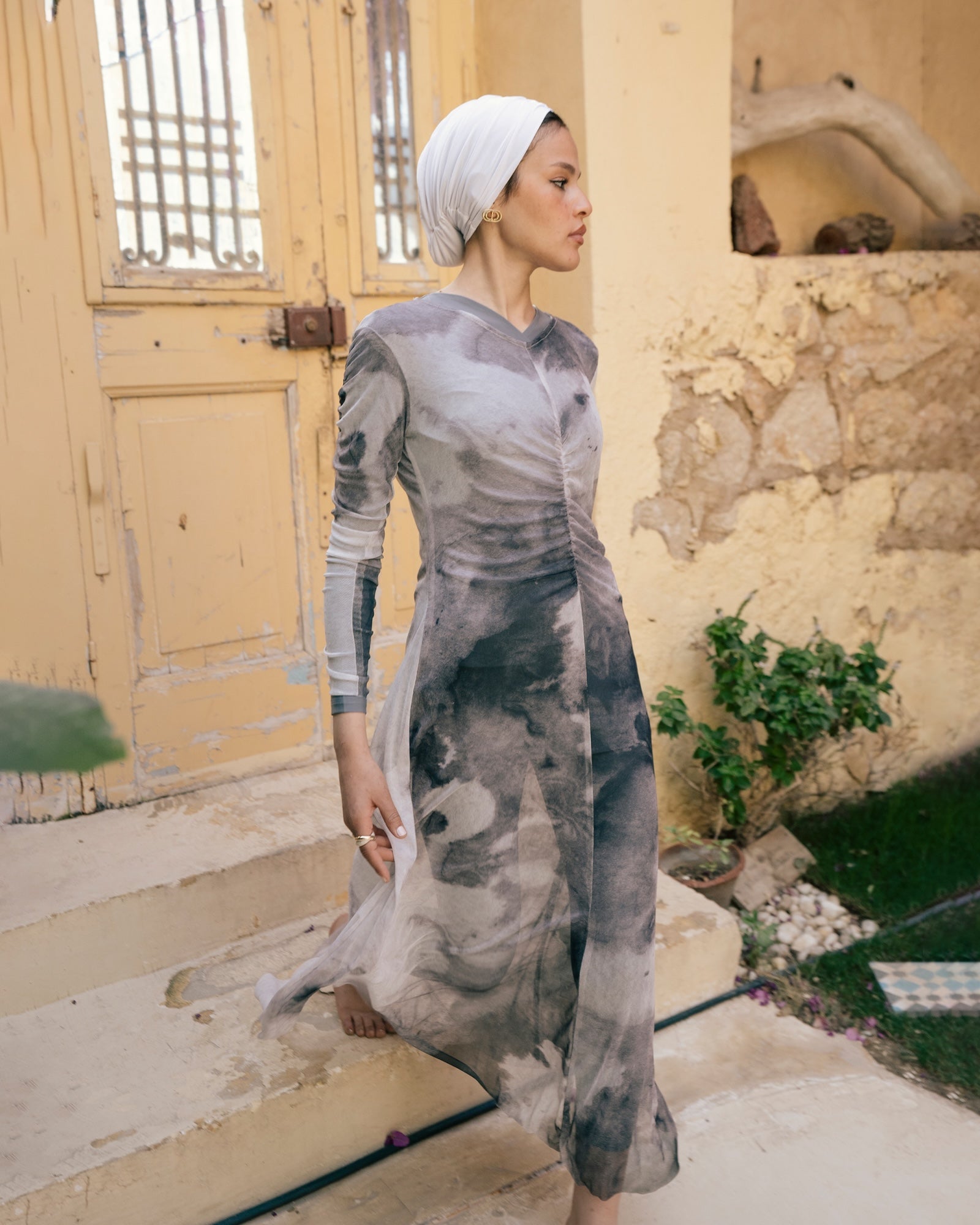 Marble Mesh Coverup - Grey