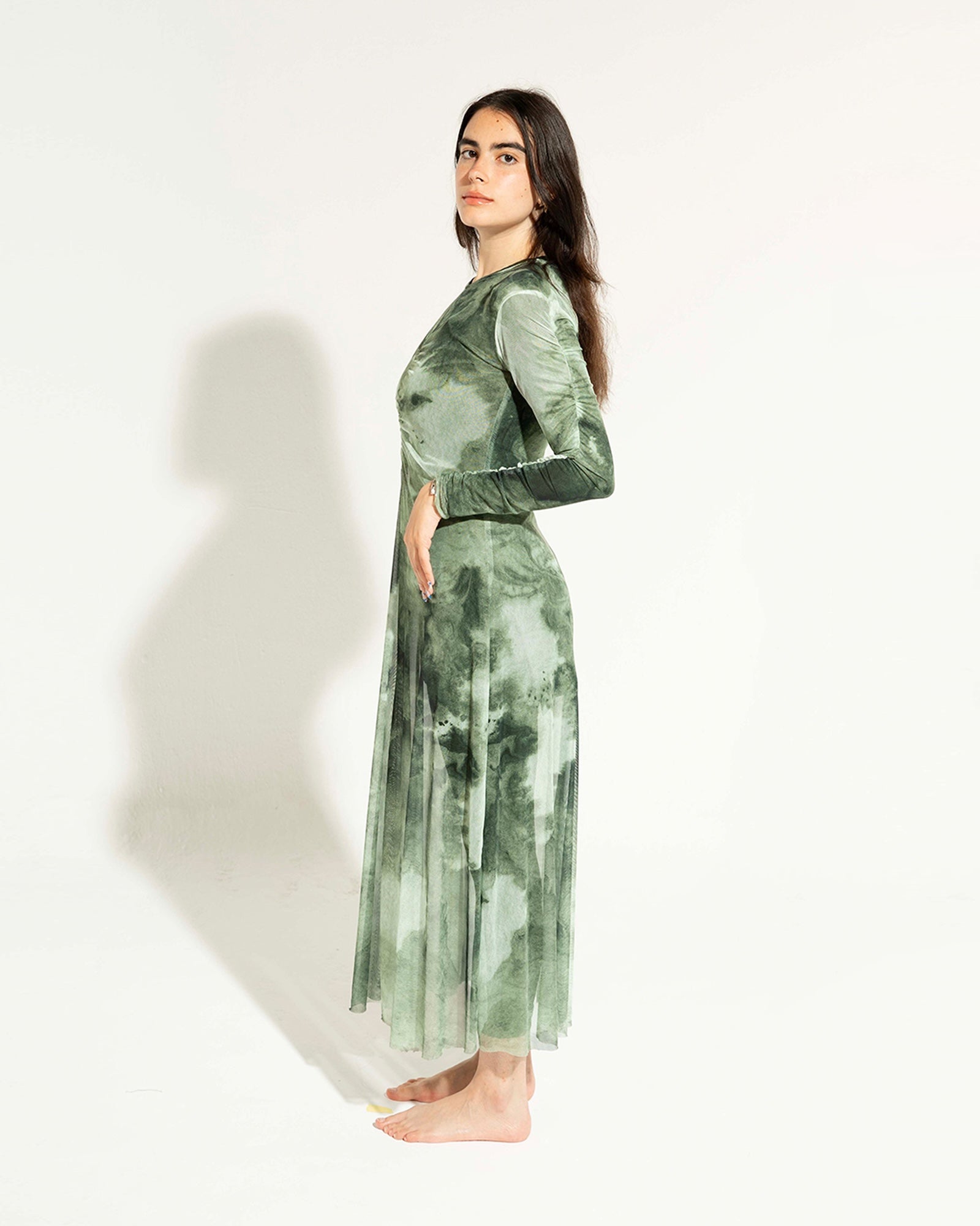 Marble Mesh Coverup - Olive Green