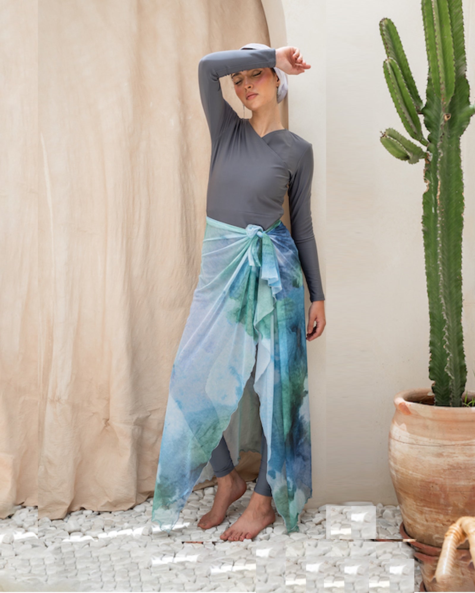 Marble Mesh Wrap - Cyan