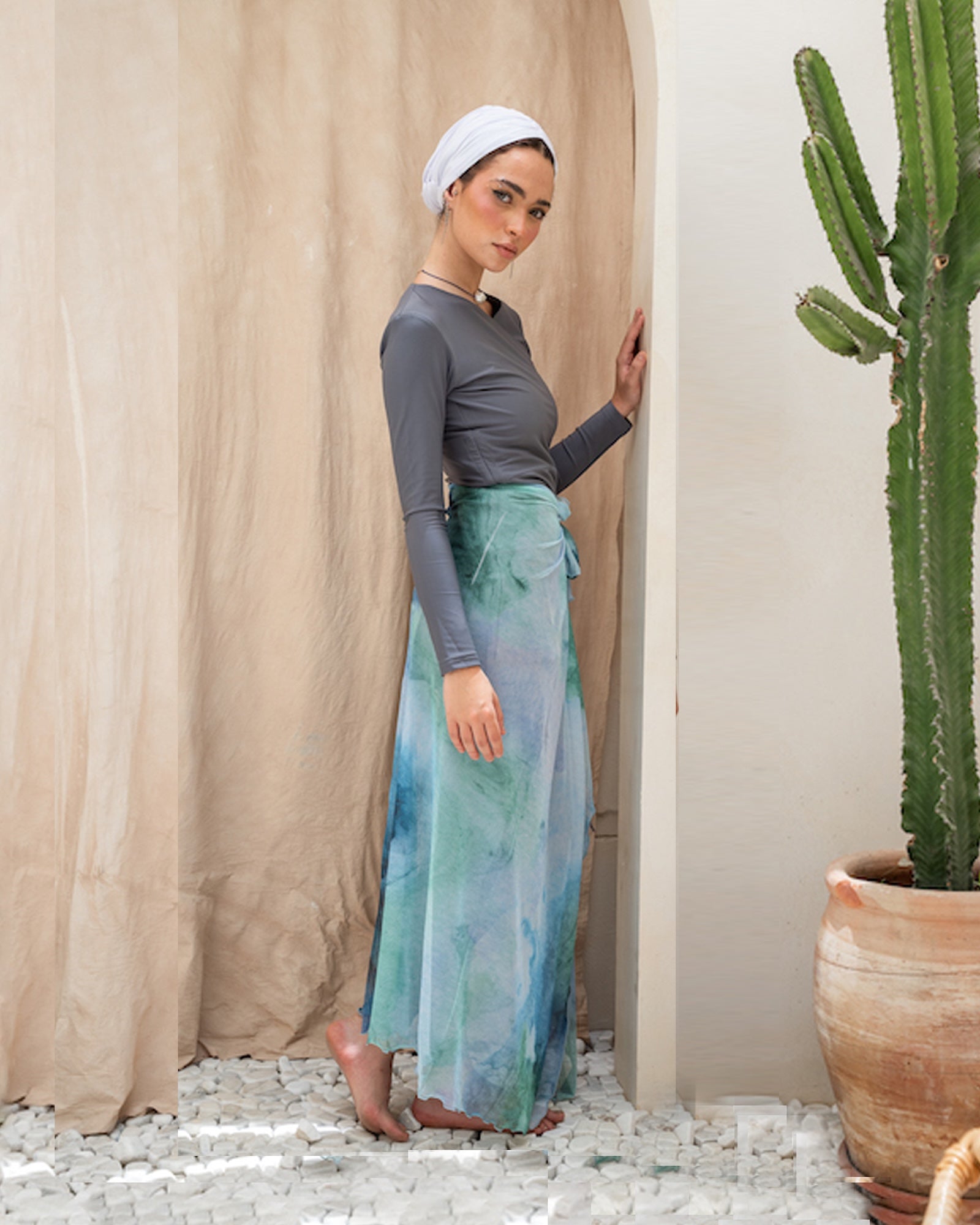 Marble Mesh Wrap - Cyan