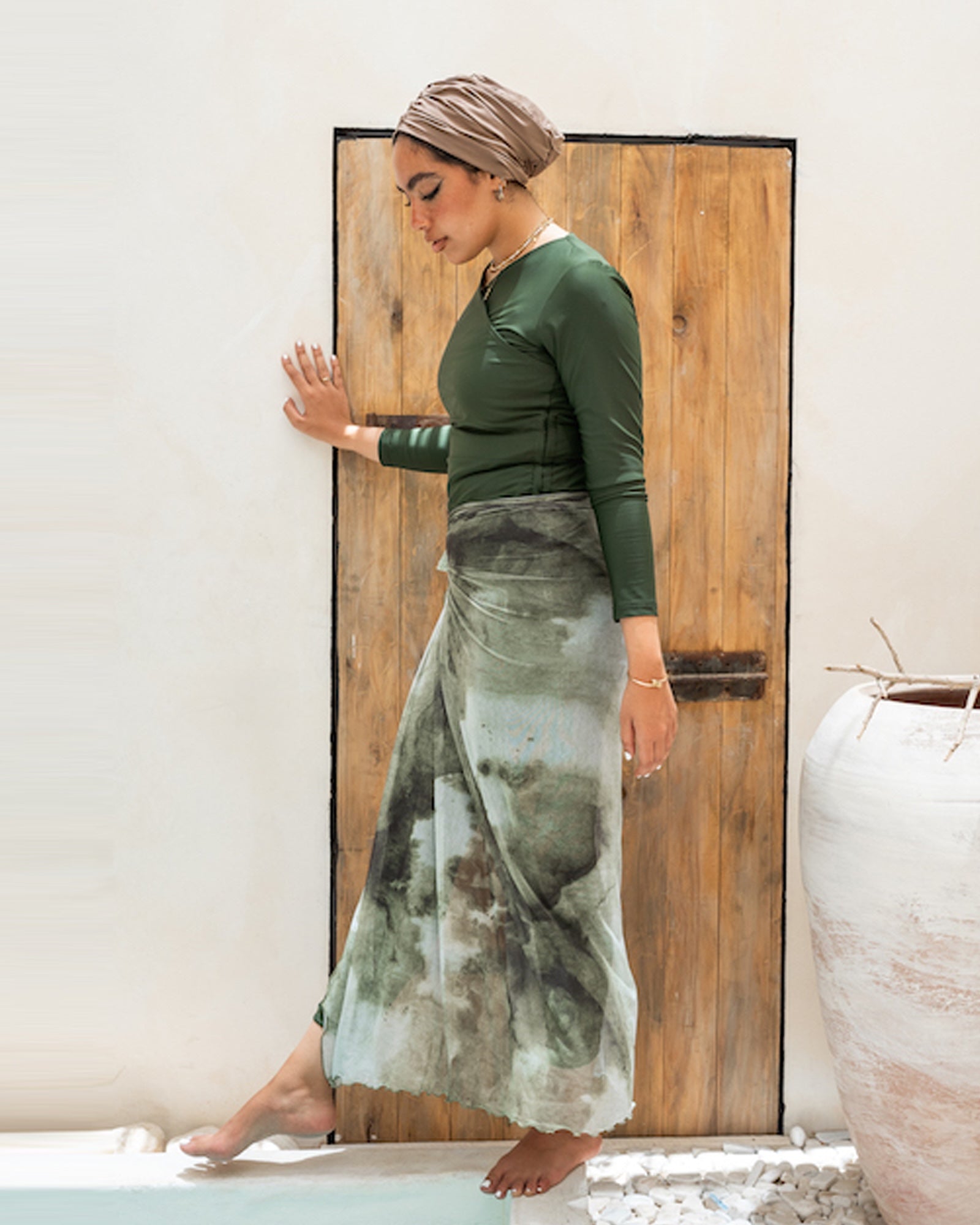 Marble Mesh Wrap - Olive Green