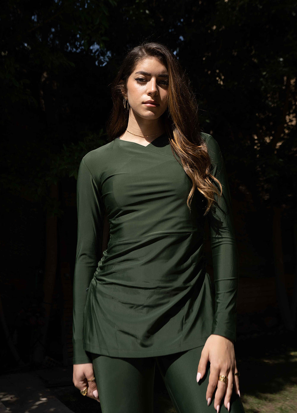 Croise Swim Top - Olive Green