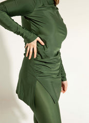 Drape Swim Top - Olive Green