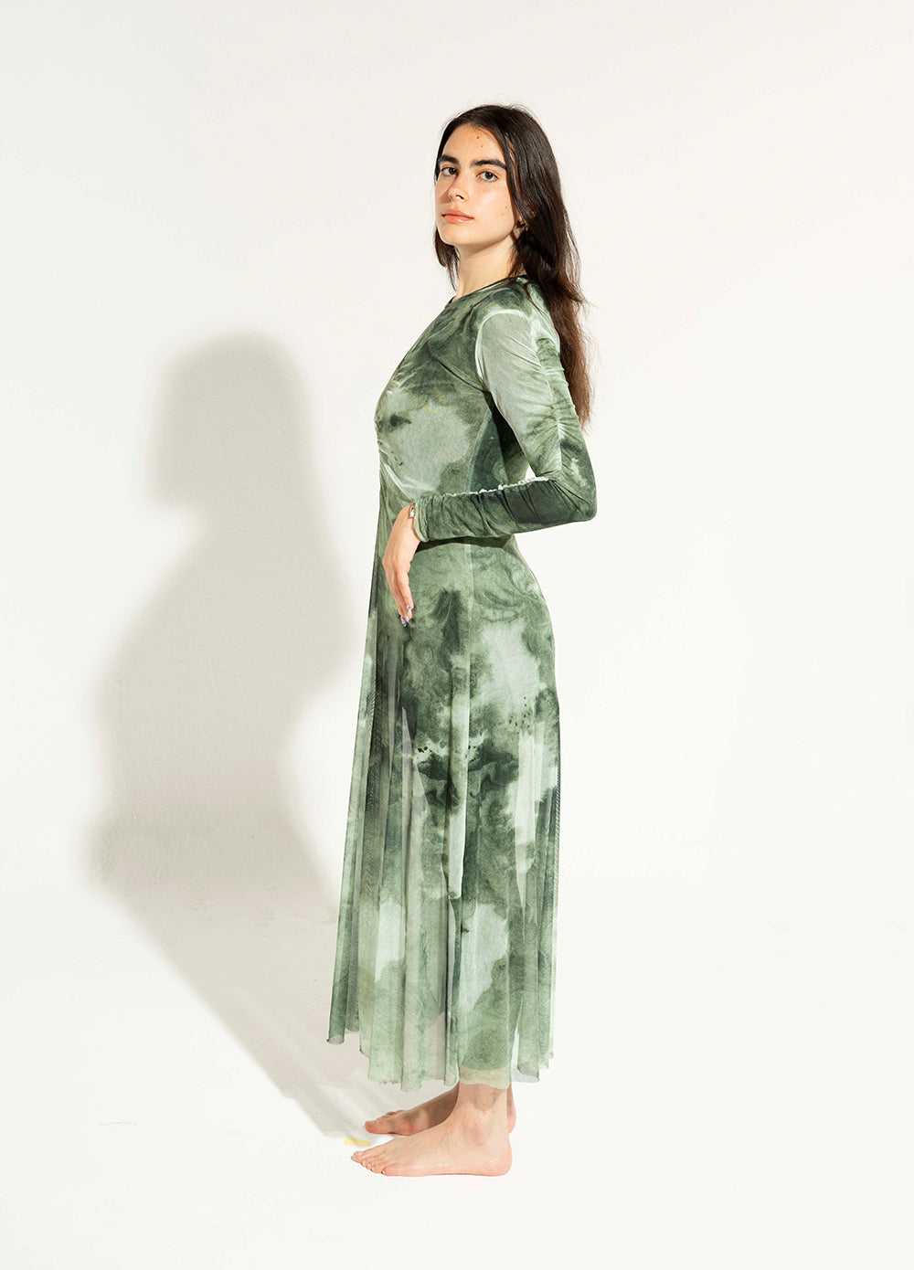 Marble Mesh Coverup - Olive Green