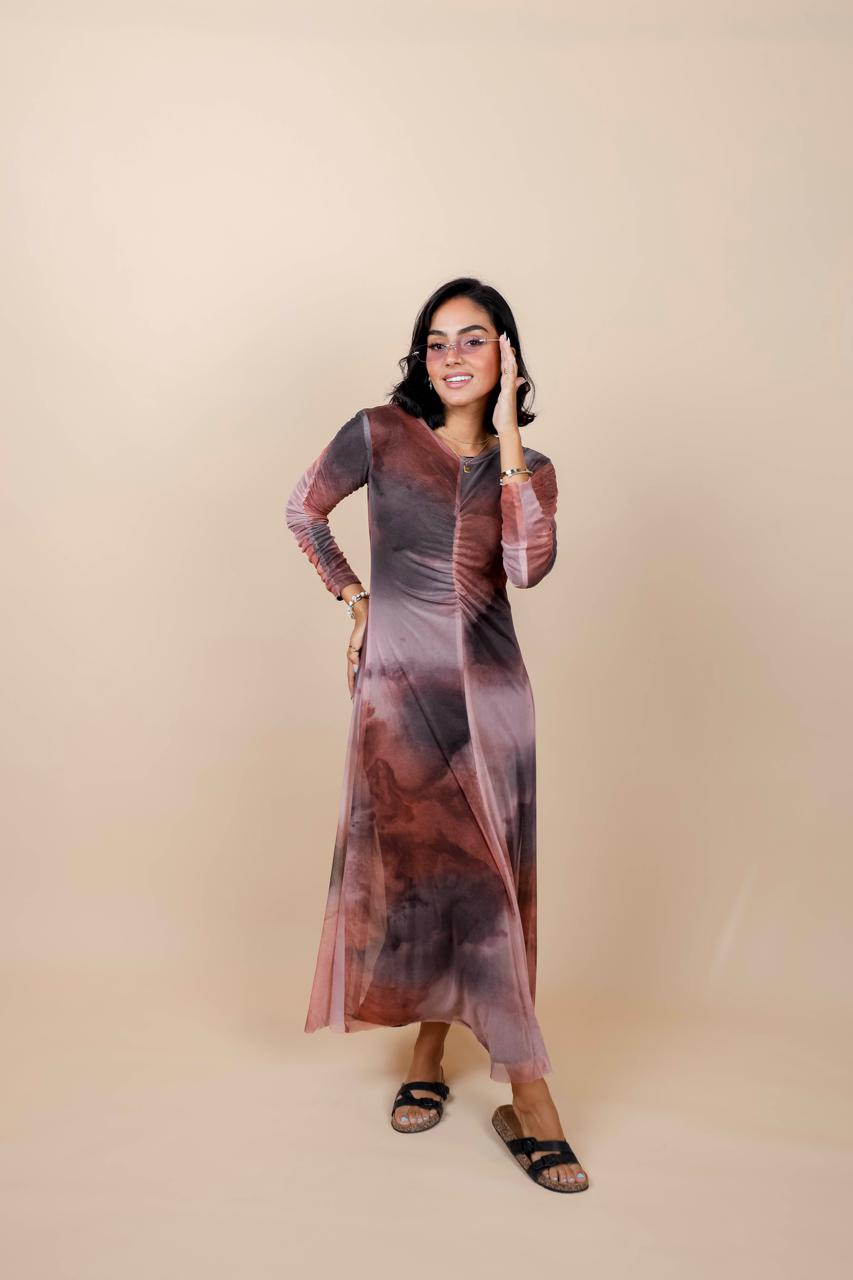Marble Mesh Coverup - Coral