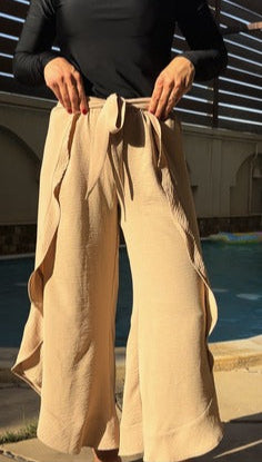 Ruffle Pants - Beige