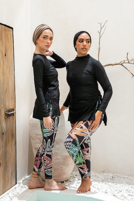 Swim Leggings - Multicolor Palms