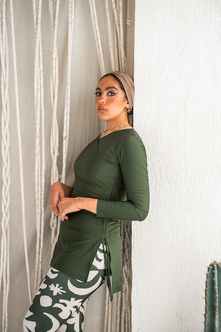 Croise Swim Top - Olive Green
