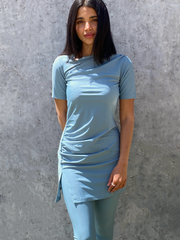 Half-Sleeve Drape Swim top - River