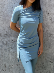 Half-Sleeve Drape Swim top - River